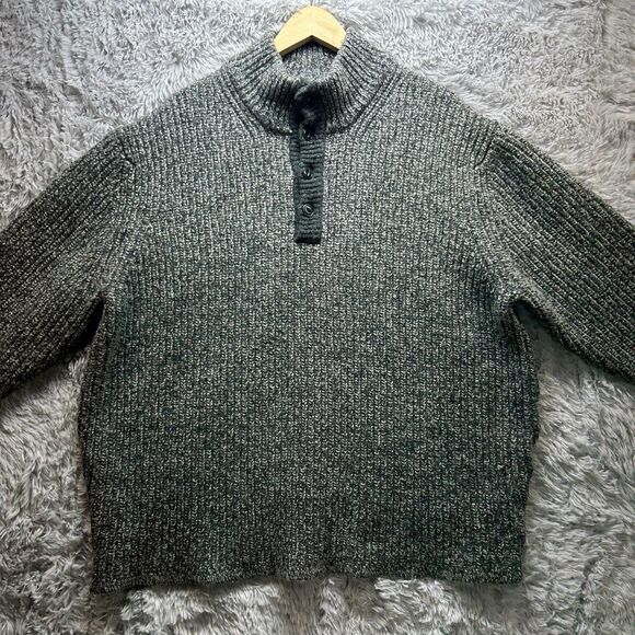 True Measure by JL Powell Sweater Mens 2XL Gray Wool Mock Neck Granola Heavy Y2K - Picture 11 of 14